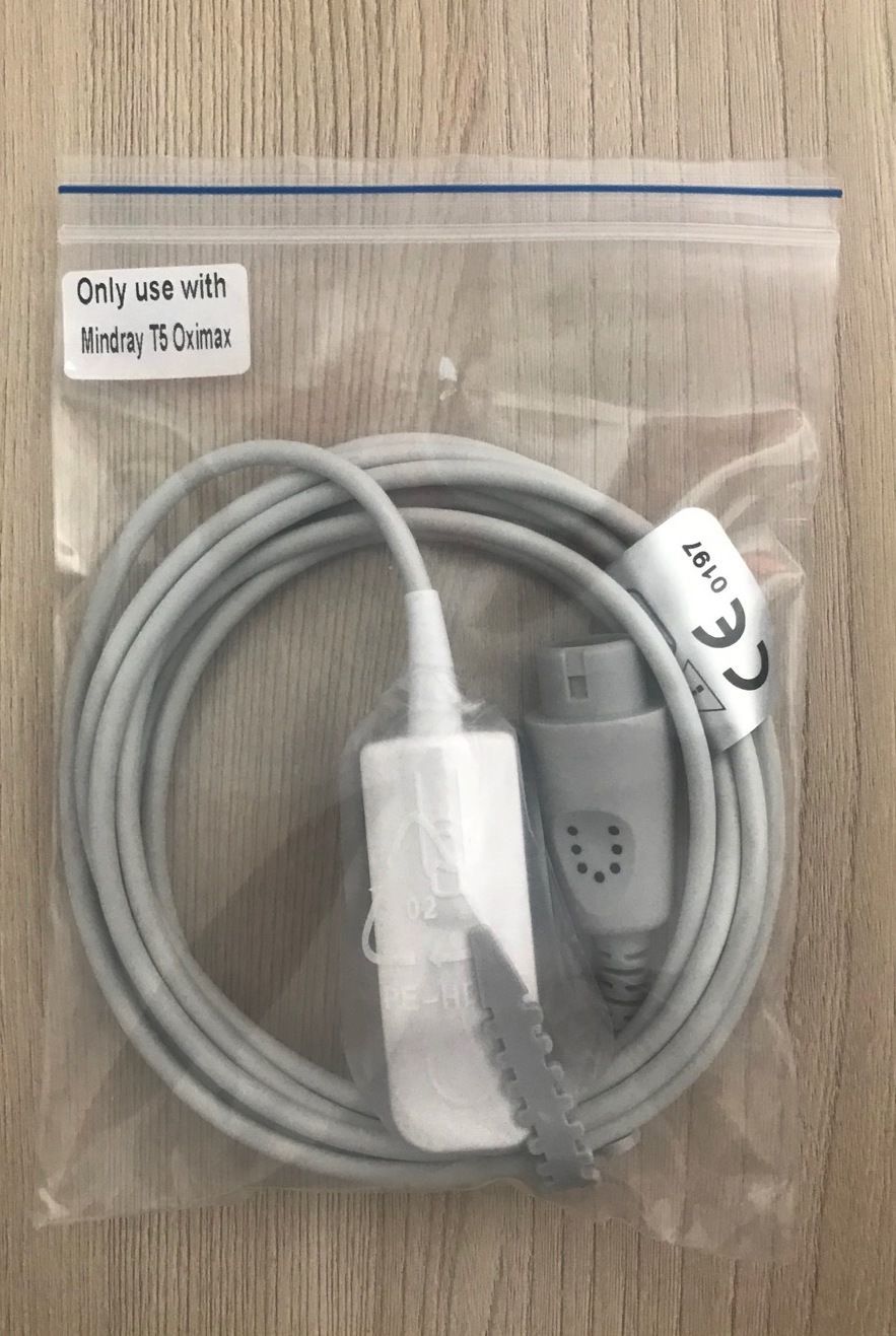 Spo2 Adult cable Nellcor Oximax (Grey connector) for Vital Sign Monitor Mindray_สายโพรบเคเบิ้ลวัดค่าแซทออกซิเจนที่ปลายนิ้วผู้ป่วยเครื่องมอนิเตอร์ Mindray ที่มีข้อต่อสีเทา