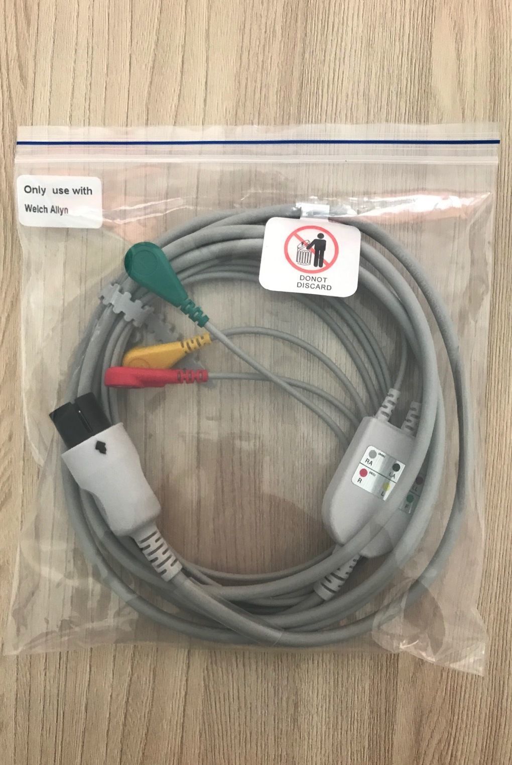ECG 3 lead wire snap IEC cable for Vital Sign Monitor Welch Allyn_สายอีซีจีเคเบิ้ลสำหรับเครื่องมอนิเตอร์สัญญาณชีพผู้ป่วย Welch Allyn