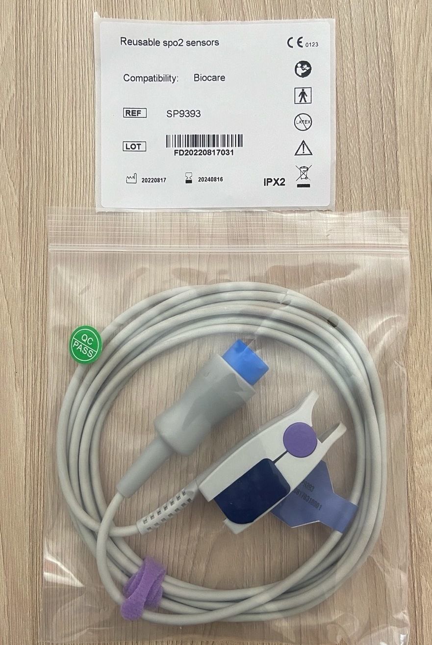 Spo2 Adult cable 10 pins for Biocare IM15_สายแซทโพรบวัดออกซิเจนที่ปลายนิ้วเครื่องมอนิเตอร์ผู้ป่วย Biocare รุ่น IM15