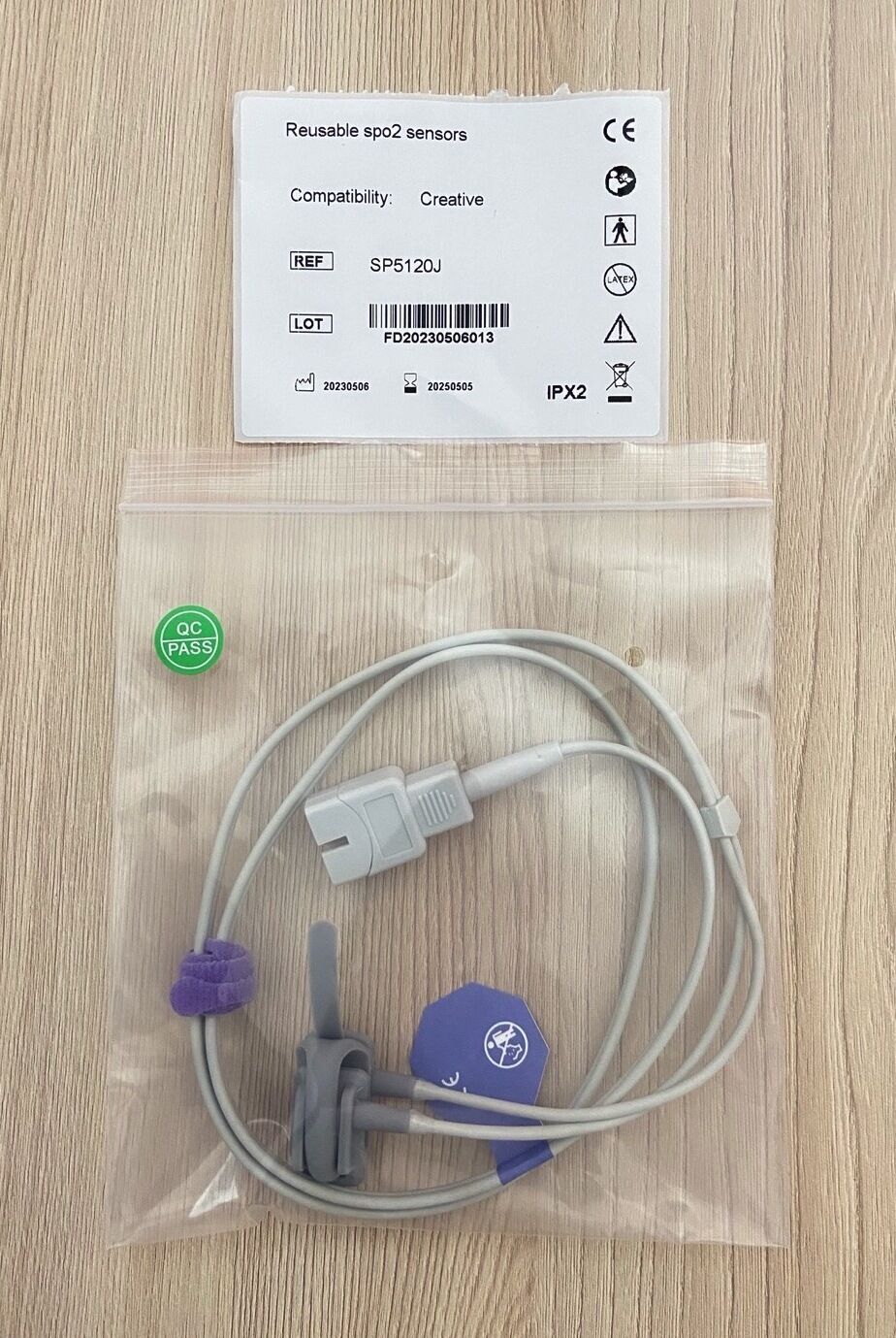 Spo2 Neonate wrap sensor probe for Pulse Oximeter Creative PC66A_สายเซนเซอร์โพรบวัดค่าความอิ่มตัวออกซิเจนในเลือดสำหรับทารกเครื่องวัดแซท Creative รุ่น PC66A
