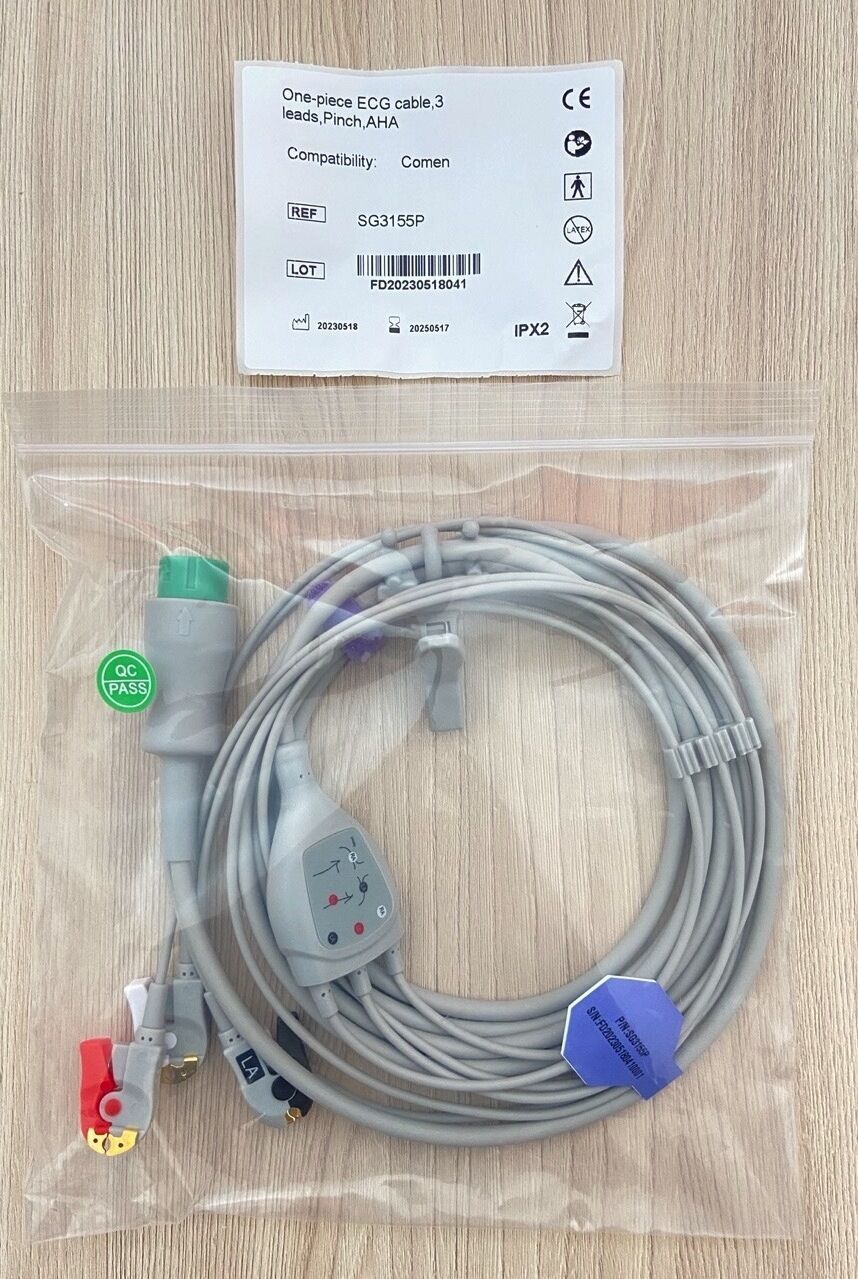 ECG 3 lead one piece cable for Comen_สายอีซีจีเคเบิ้ลแบบ 3 ลีดเครื่องมอนิเตอร์ผู้ป่วยโคเมน